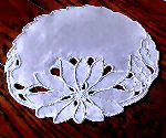 vintage antique doily white linen handmade cutwork lace water lily