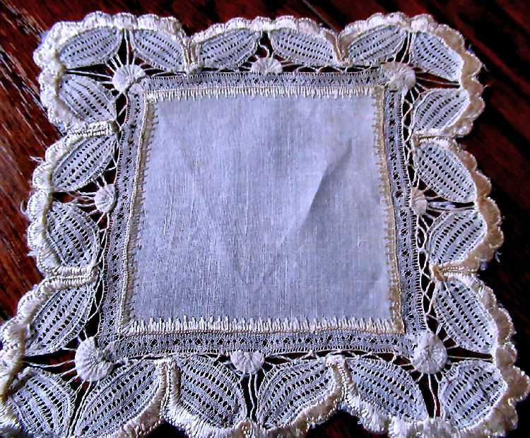 vintage  antique handmade lace and society silk doily