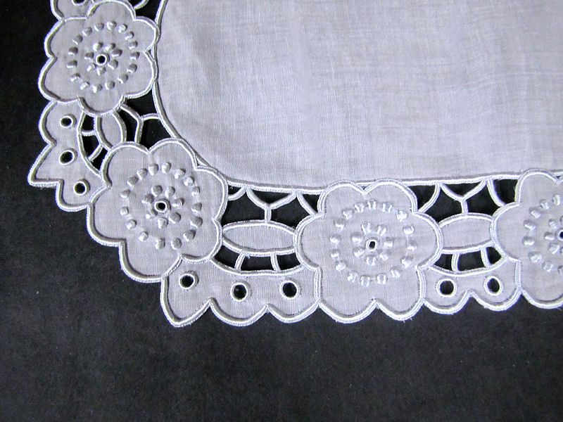 close up 2vintage antique doily pair with cutwork lace