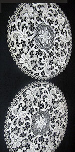 vintage antique pair doilies handmade reticella lace