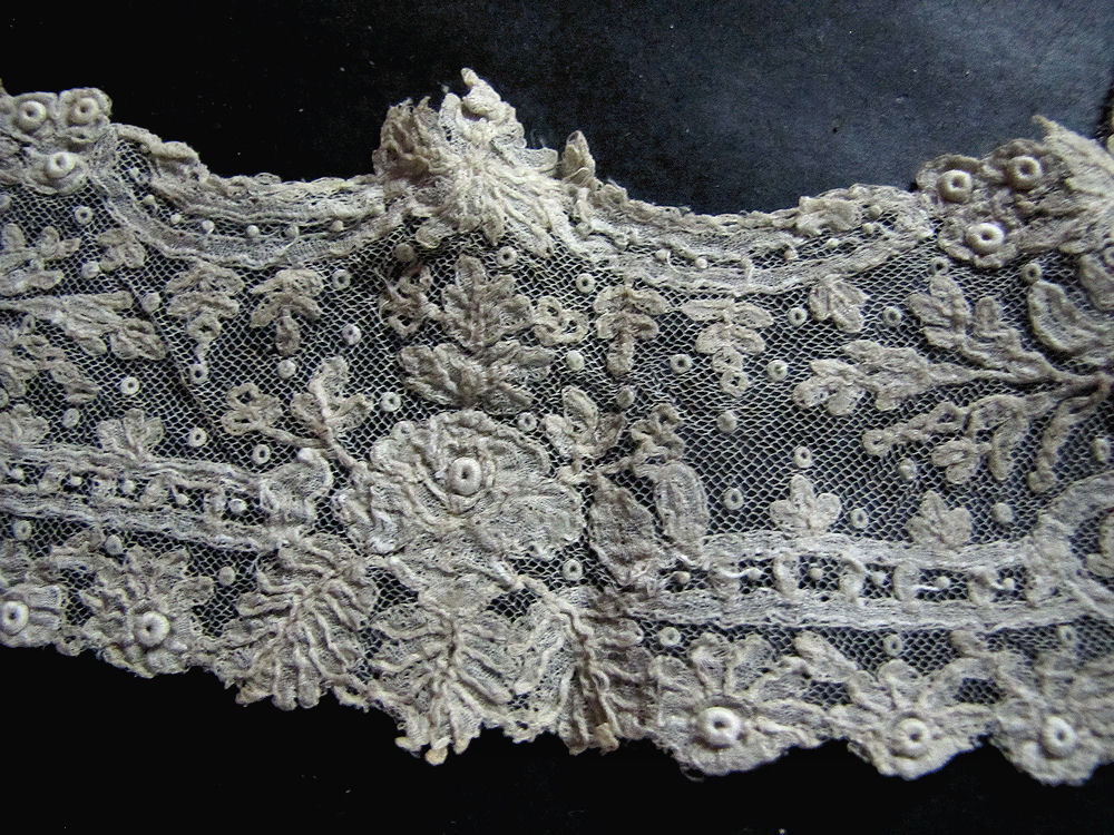 close up 3 vintage antique lace border for wedding hankie