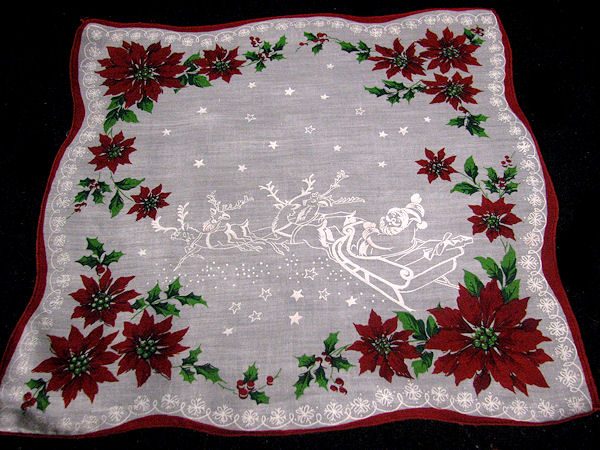 vintage Christmas hanky Santa