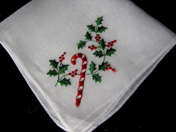vintage Christmas candy cane hanky