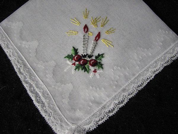 vintage Christmas candles hanky