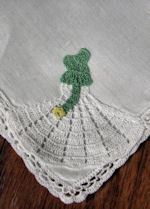 vintage irish linen hanky figural lace