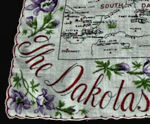 vintage state map hanky the Dakotas