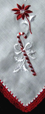 vintage Christmas candy cane hanky