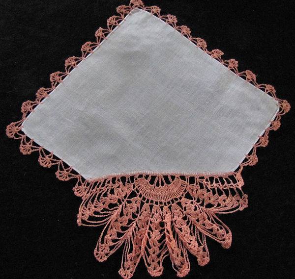 vintage Irish linen hanky handmade lace