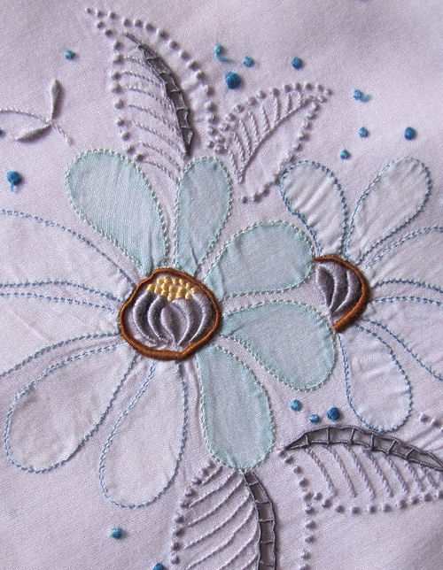 closae up vintage handmade embroidered hanky