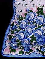 vintage floral print hanky blue roses