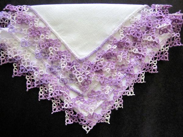 vintage irish linen hanky handmade tatted lace