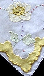 vintage hanky handmade applique and embroidery yellow flower