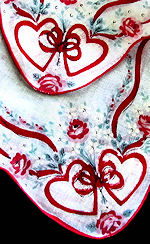 vintage valentine hanky hearts ribbons and roses
