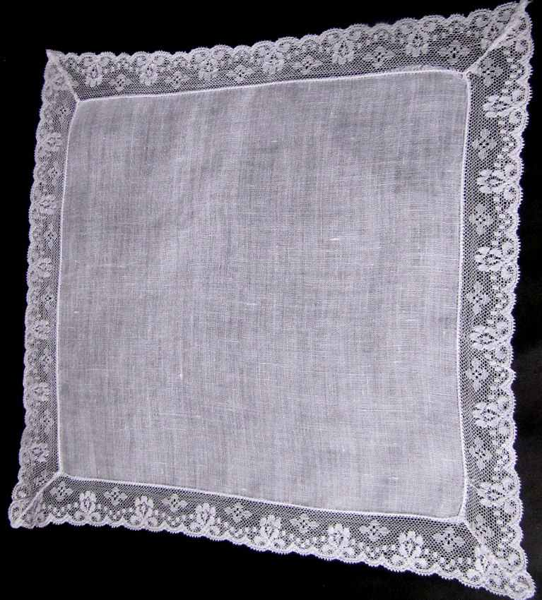vintage antique wedding brides hanky with French lace