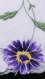 vintage purple flowers embroidered round hanky