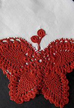 vintage irish linen hanky handmade figural lace butterfly