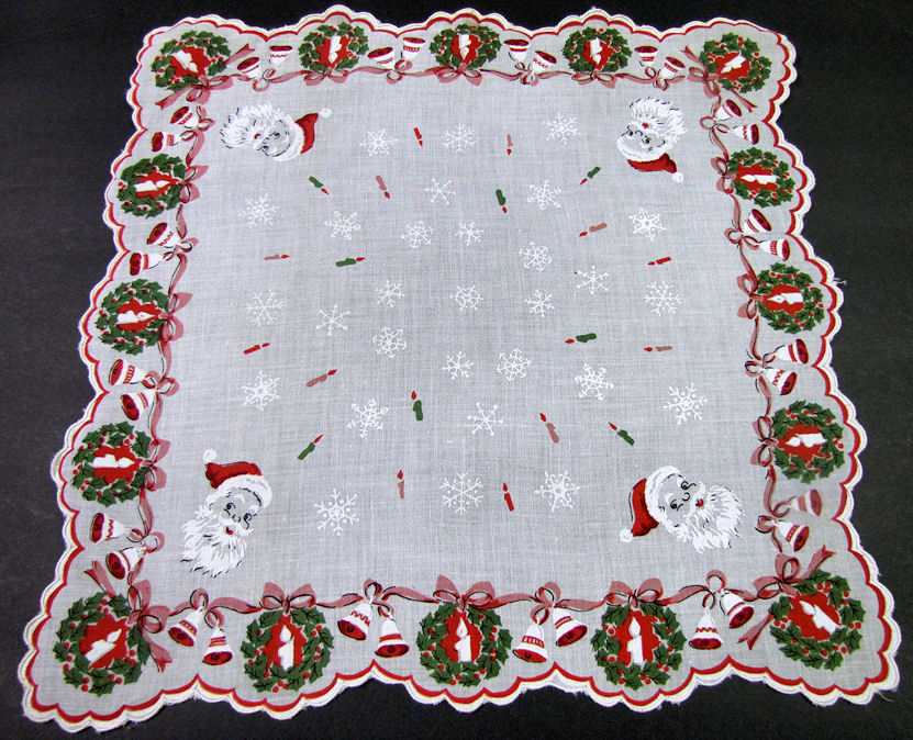 vintage antique christmas hanky with Santa Claus