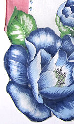 vintage floral print hanky blue poppies