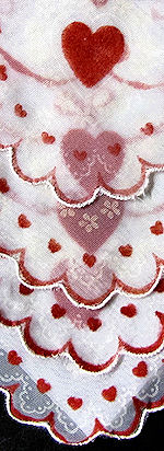 vintage valentine hanky hearts and ribbons