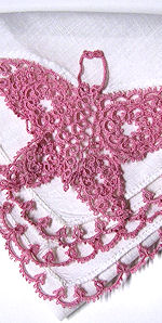 vintage irish linen hanky handmade figural lace