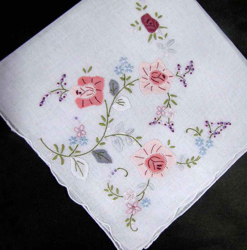 vintage antique handmade embroidered  hanky