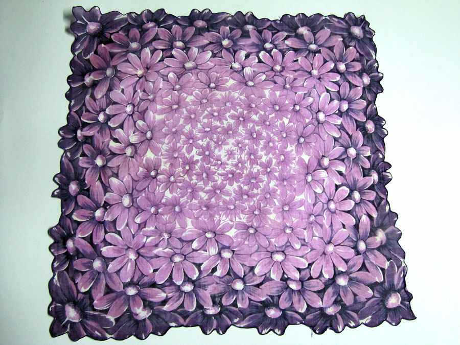 vintage antique floral print purple flowers hanky
