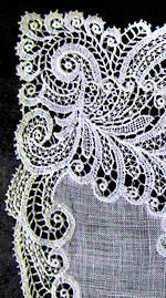 vintage antique wedding brides hanky Schiffli lace