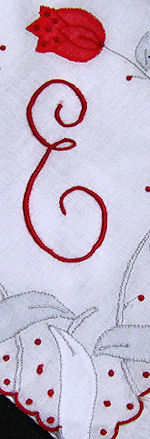 vintage hand embroidered monogram E hankie