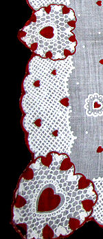 vintage valentine hanky  hearts lace