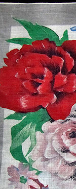 vintage floral print hanky red flowers