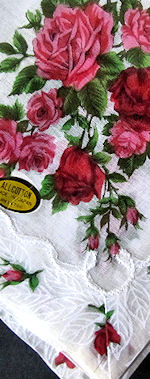 vintage round floral print hankie roses