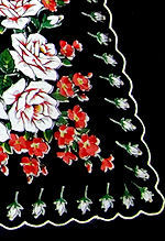 vintage floral print hanky roses on black