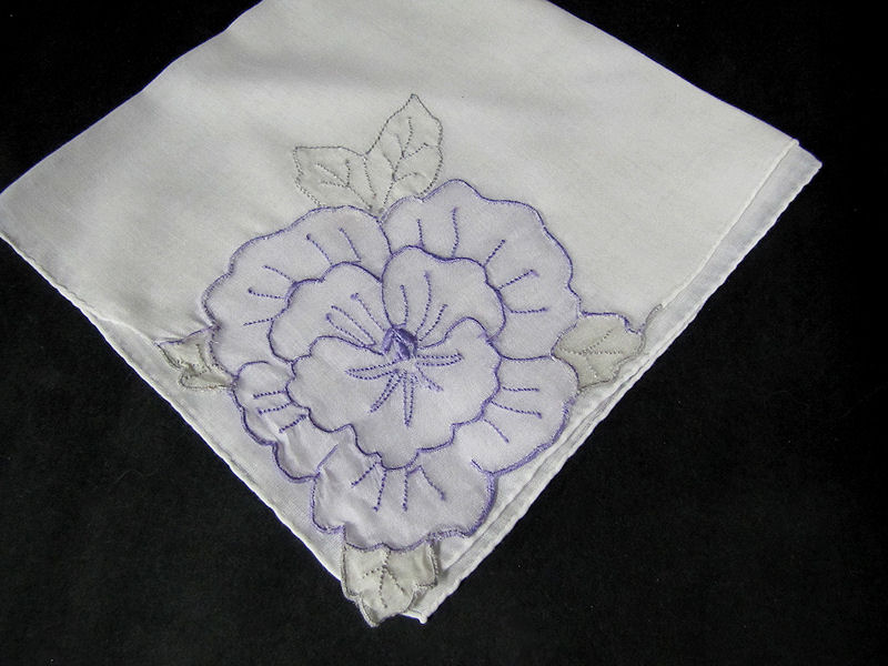 vintage antique embroidered organdy insert hanky