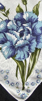 vintage blue caarnations floral print hanky