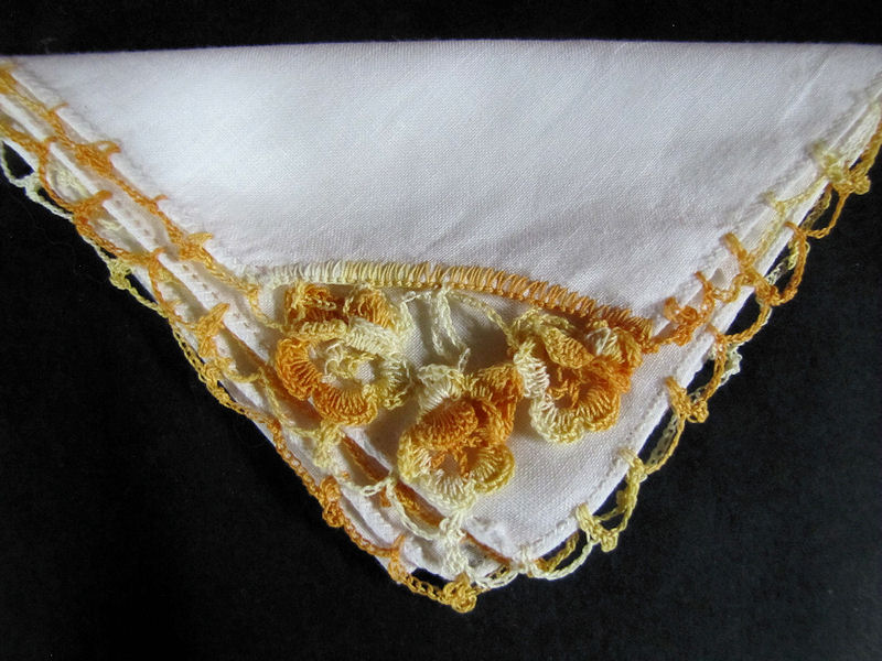 vintage antique irish linen handmade lace  hanky