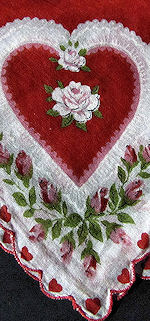 vintage valentine hanky hearts and roses print