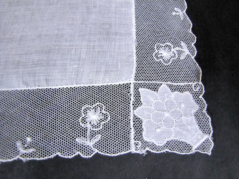close up vintage antique wedding lace  hanky