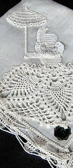 vintage irish linen hanky figural lace