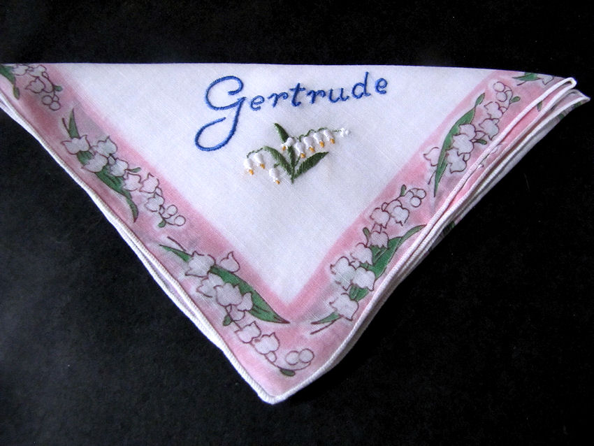 vintage antique monogrammed Gertrude hanky