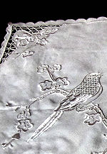 vintage embroidered silk hanky figural lace