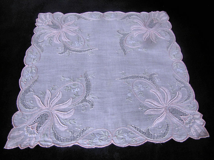 vintage antique Madeira embroidered  hanky