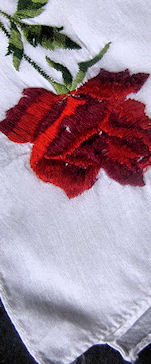vintage embroidered hanky red roses