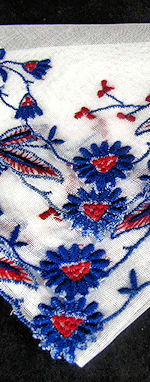 vintage embroidered blue daisies and bluebells hanky