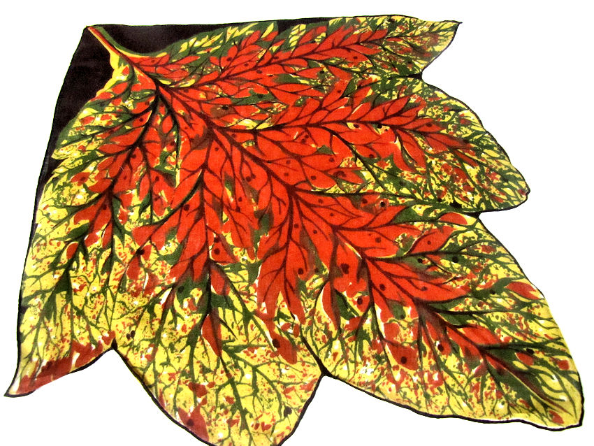 vintage antique one big humungous autumn leaf hanky