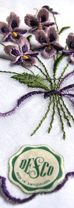 vintage hanky embroidered violets