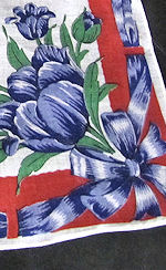 vintage floral print hanky  blue tulipa