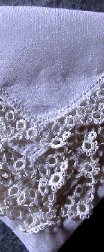 vintage irish linen hanky handmade white tatted lace