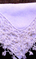 vintage pink irish linen hanky handmade pink and black lace