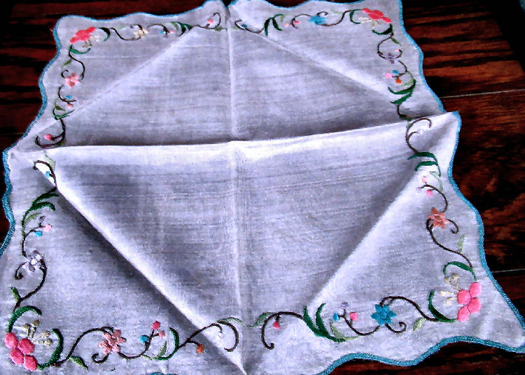 vintage antique silkembroidered  hanky