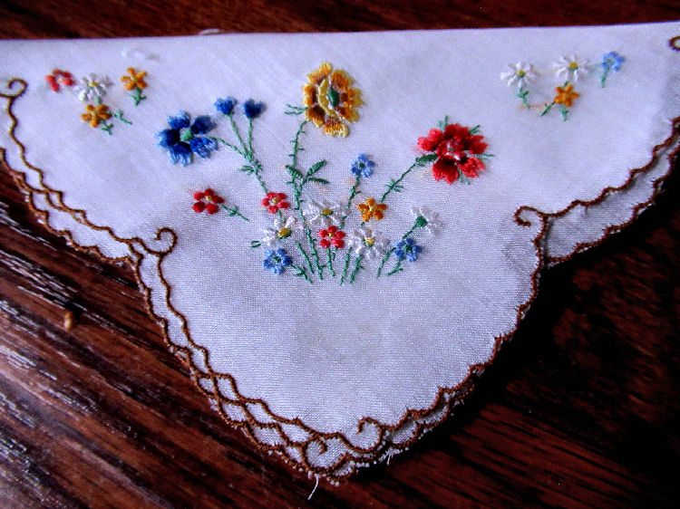 vintage antique embroidered  hanky